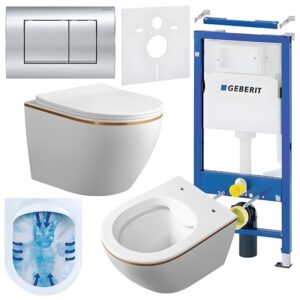 BPS-koupelny Podomítkový modul Geberit DuoFix s WC mísou MU-WH-GL-RIM-03 + ovládací tlačítko Delta 30 chrom