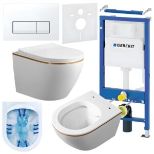 BPS-koupelny Podomítkový modul Geberit DuoFix s WC mísou MU-WH-GL-RIM-03 + ovládací tlačítko Delta 50 bílá