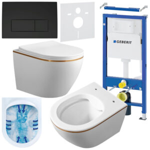 BPS-koupelny Podomítkový modul Geberit DuoFix s WC mísou MU-WH-GL-RIM-03 + ovládací tlačítko Delta 50 černá mat