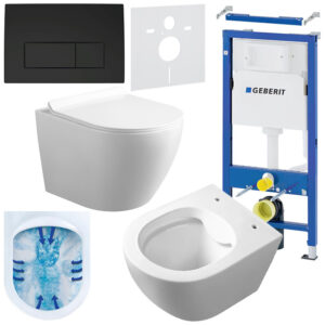 BPS-koupelny Podomítkový modul Geberit DuoFix s WC mísou MU-WH-RIM-01 + ovládací tlačítko Delta 50 černá mat