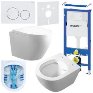 BPS-koupelny Podomítkový modul Geberit DuoFix s WC mísou MU-WH-RIM-02 + ovládací tlačítko Delta 20 bílá