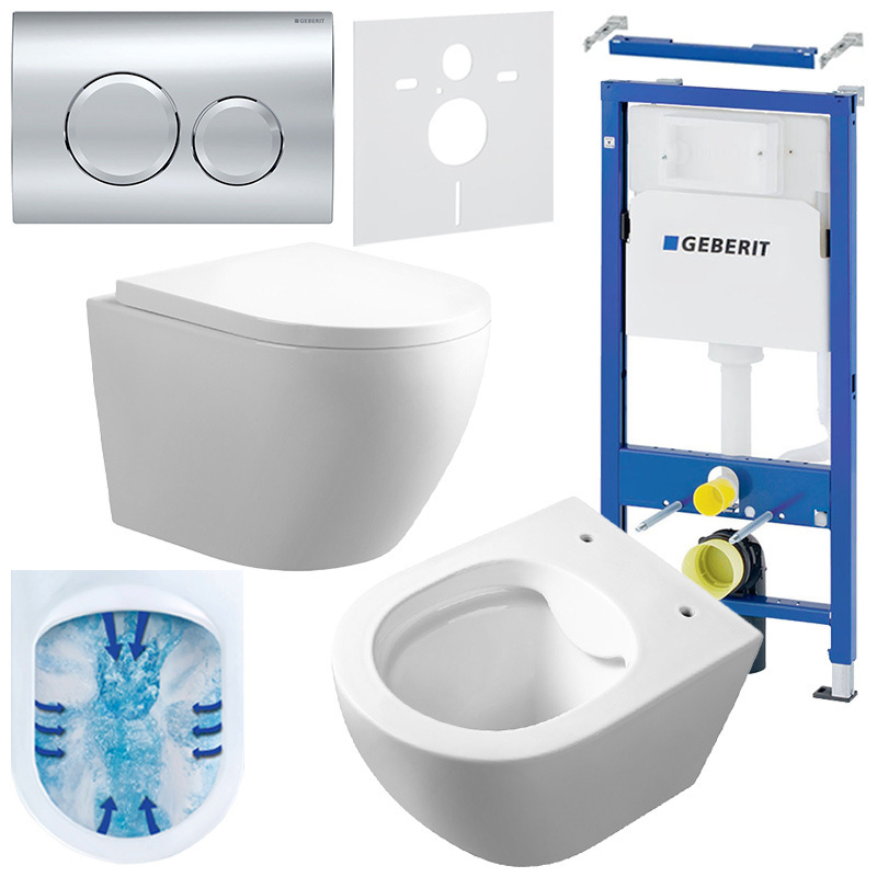 BPS-koupelny Podomítkový modul Geberit DuoFix s WC mísou MU-WH-RIM-02 + ovládací tlačítko Delta 20 chrom