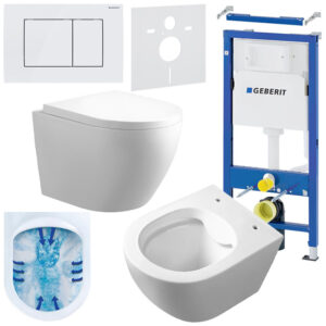 BPS-koupelny Podomítkový modul Geberit DuoFix s WC mísou MU-WH-RIM-02 + ovládací tlačítko Delta 30 bílá