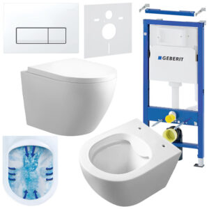 BPS-koupelny Podomítkový modul Geberit DuoFix s WC mísou MU-WH-RIM-02 + ovládací tlačítko Delta 50 bílá