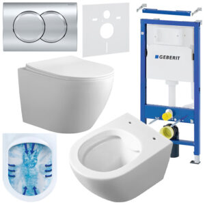 BPS-koupelny Podomítkový modul Geberit DuoFix s WC mísou MU-WH-RIM-03 + ovládací tlačítko Delta 01 chrom