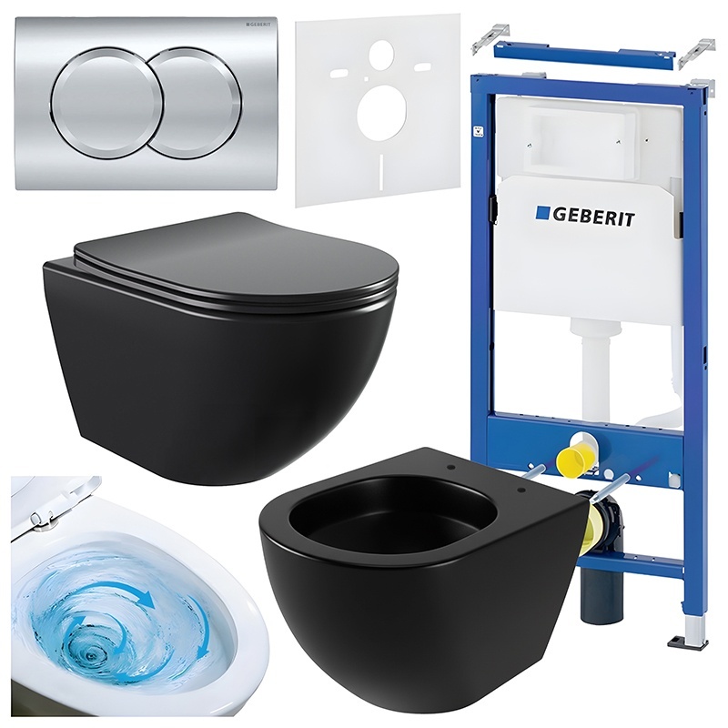 BPS-koupelny Podomítkový modul Geberit DuoFix s WC mísou NO-MTB-03 + ovládací tlačítko Delta 01 chrom