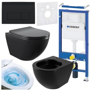 BPS-koupelny Podomítkový modul Geberit DuoFix s WC mísou NO-MTB-03 + ovládací tlačítko Delta 50 černá lesk