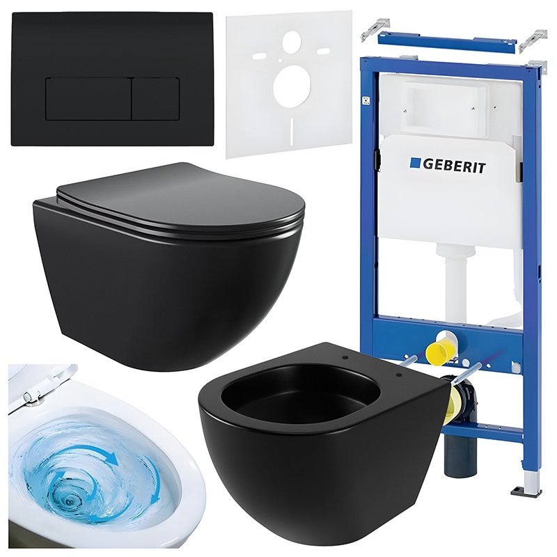 BPS-koupelny Podomítkový modul Geberit DuoFix s WC mísou NO-MTB-03 + ovládací tlačítko Delta 50 černá lesk
