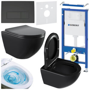 BPS-koupelny Podomítkový modul Geberit DuoFix s WC mísou NO-MTB-03 + ovládací tlačítko Delta 50 černá mat