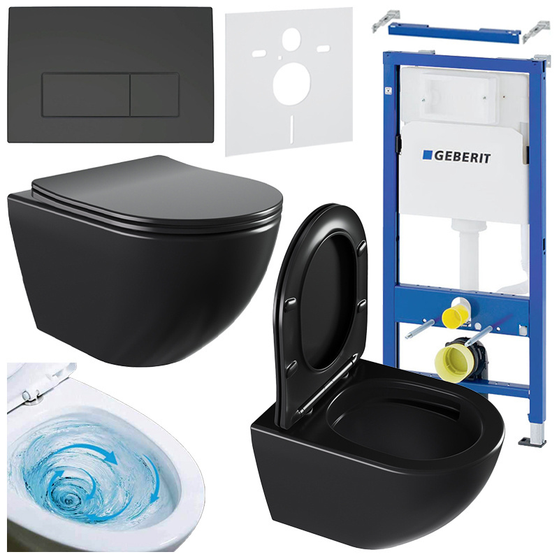 BPS-koupelny Podomítkový modul Geberit DuoFix s WC mísou NO-MTB-03 + ovládací tlačítko Delta 50 černá mat