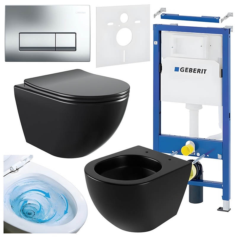 BPS-koupelny Podomítkový modul Geberit DuoFix s WC mísou NO-MTB-03 + ovládací tlačítko Delta 50 chrom