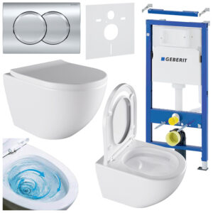 BPS-koupelny Podomítkový modul Geberit DuoFix s WC mísou NO-WH-02 + ovládací tlačítko Delta 01 chrom