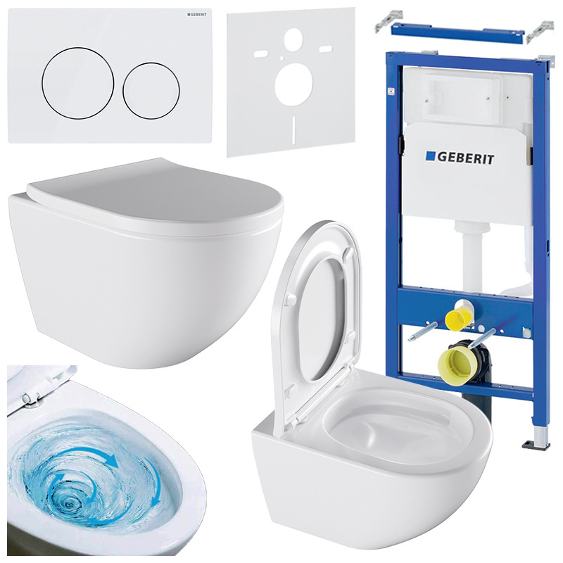 BPS-koupelny Podomítkový modul Geberit DuoFix s WC mísou NO-WH-02 + ovládací tlačítko Delta 20 bílá