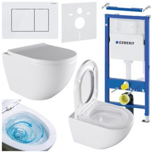 BPS-koupelny Podomítkový modul Geberit DuoFix s WC mísou NO-WH-02 + ovládací tlačítko Delta 30 bílá