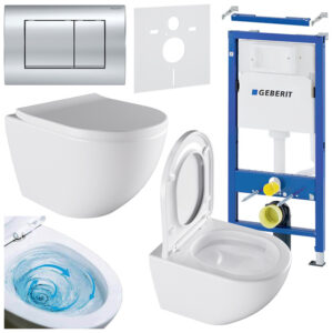 BPS-koupelny Podomítkový modul Geberit DuoFix s WC mísou NO-WH-02 + ovládací tlačítko Delta 30 chrom