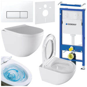 BPS-koupelny Podomítkový modul Geberit DuoFix s WC mísou NO-WH-02 + ovládací tlačítko Delta 50 bílá