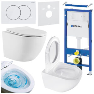 BPS-koupelny Podomítkový modul Geberit DuoFix s WC mísou NO-WH-03 + ovládací tlačítko Delta 01 bílá