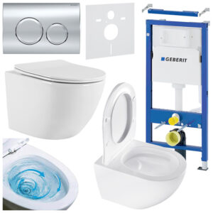 BPS-koupelny Podomítkový modul Geberit DuoFix s WC mísou NO-WH-03 + ovládací tlačítko Delta 20 chrom