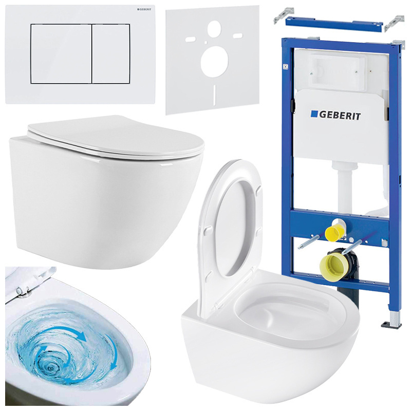 BPS-koupelny Podomítkový modul Geberit DuoFix s WC mísou NO-WH-03 + ovládací tlačítko Delta 30 bílá
