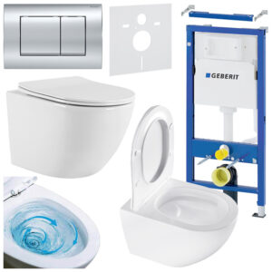 BPS-koupelny Podomítkový modul Geberit DuoFix s WC mísou NO-WH-03 + ovládací tlačítko Delta 30 chrom