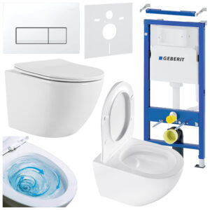 BPS-koupelny Podomítkový modul Geberit DuoFix s WC mísou NO-WH-03 + ovládací tlačítko Delta 50 bílá