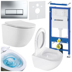 BPS-koupelny Podomítkový modul Geberit DuoFix s WC mísou NO-WH-03 + ovládací tlačítko Delta 50 chrom