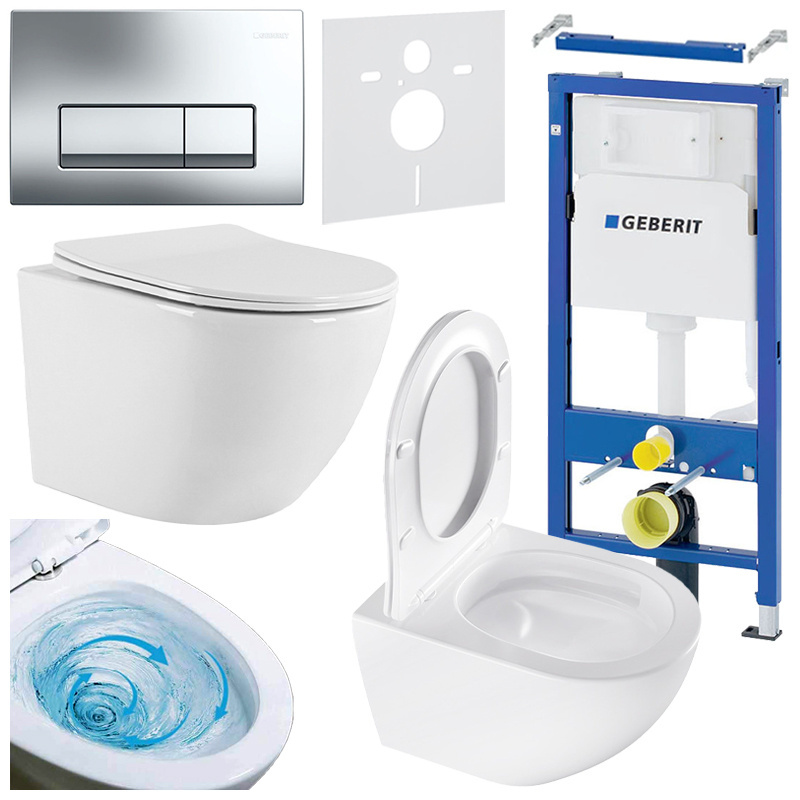 BPS-koupelny Podomítkový modul Geberit DuoFix s WC mísou NO-WH-03 + ovládací tlačítko Delta 50 chrom