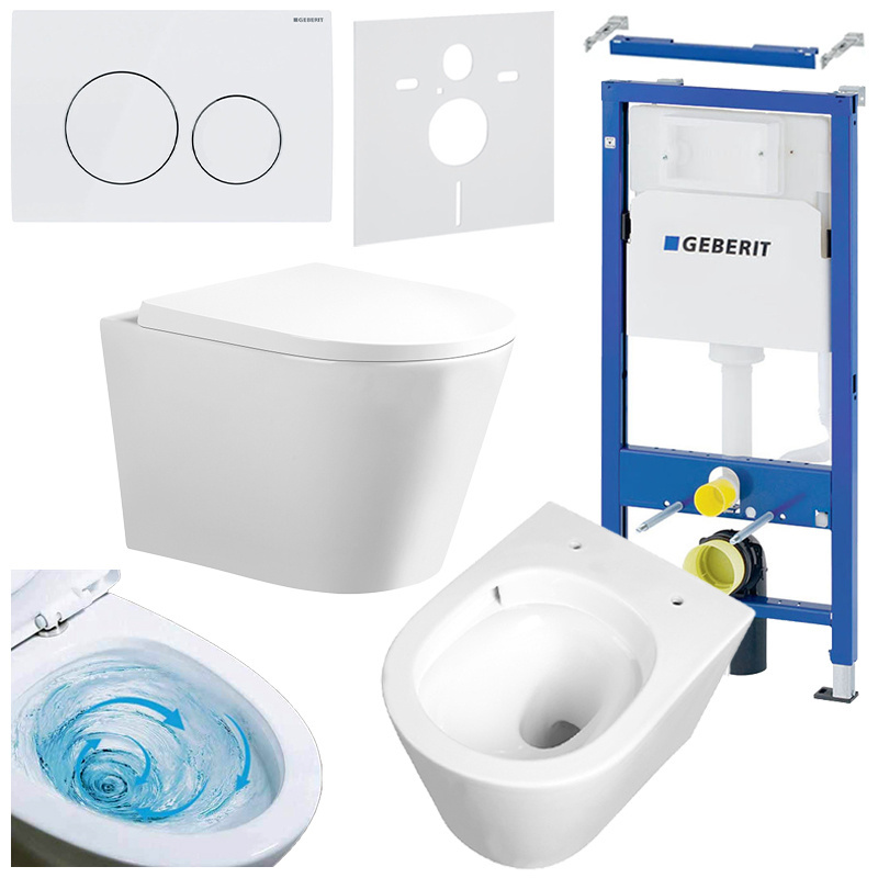 BPS-koupelny Podomítkový modul Geberit DuoFix s WC mísou PA-WH-TR-02 + ovládací tlačítko Delta 20 bílá