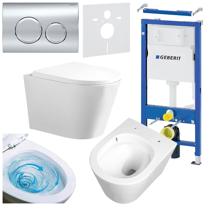 BPS-koupelny Podomítkový modul Geberit DuoFix s WC mísou PA-WH-TR-02 + ovládací tlačítko Delta 20 chrom