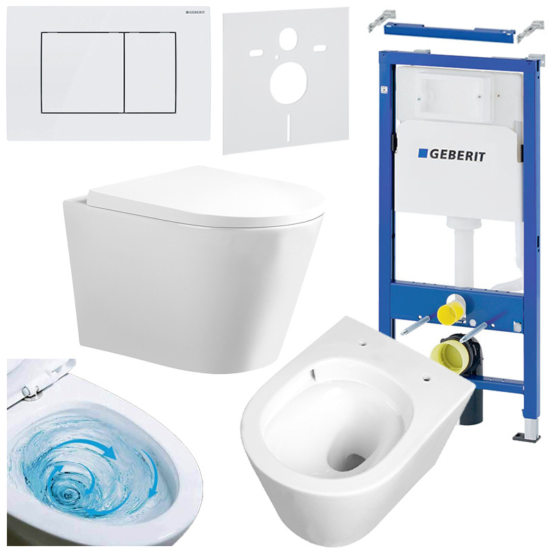 BPS-koupelny Podomítkový modul Geberit DuoFix s WC mísou PA-WH-TR-02 + ovládací tlačítko Delta 30 bílá