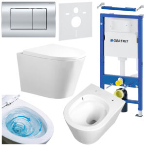 BPS-koupelny Podomítkový modul Geberit DuoFix s WC mísou PA-WH-TR-02 + ovládací tlačítko Delta 30 chrom