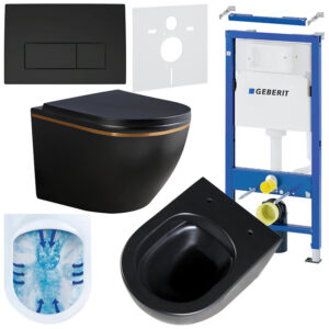 BPS-koupelny Podomítkový modul Geberit DuoFix s WC mísou PK-MTB-GL-RIM-02 + ovládací tlačítko Delta 50 černá mat