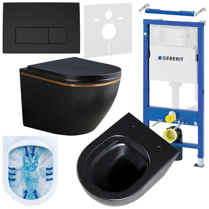 BPS-koupelny Podomítkový modul Geberit DuoFix s WC mísou PK-MTB-GL-RIM-02 + ovládací tlačítko Delta 50 černá mat
