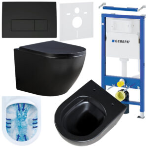 BPS-koupelny Podomítkový modul Geberit DuoFix s WC mísou PK-MTB-RIM-02 + ovládací tlačítko Delta 50 černá mat