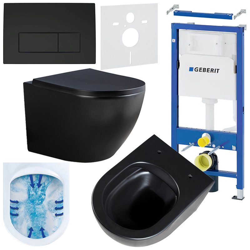 BPS-koupelny Podomítkový modul Geberit DuoFix s WC mísou PK-MTB-RIM-02 + ovládací tlačítko Delta 50 černá mat