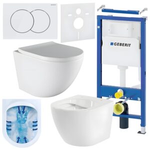 BPS-koupelny Podomítkový modul Geberit DuoFix s WC mísou PO-WH-02 + ovládací tlačítko Delta 01 bílá
