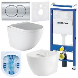 BPS-koupelny Podomítkový modul Geberit DuoFix s WC mísou PO-WH-02 + ovládací tlačítko Delta 01 chrom