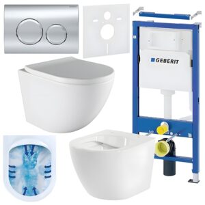 BPS-koupelny Podomítkový modul Geberit DuoFix s WC mísou PO-WH-02 + ovládací tlačítko Delta 20 chrom