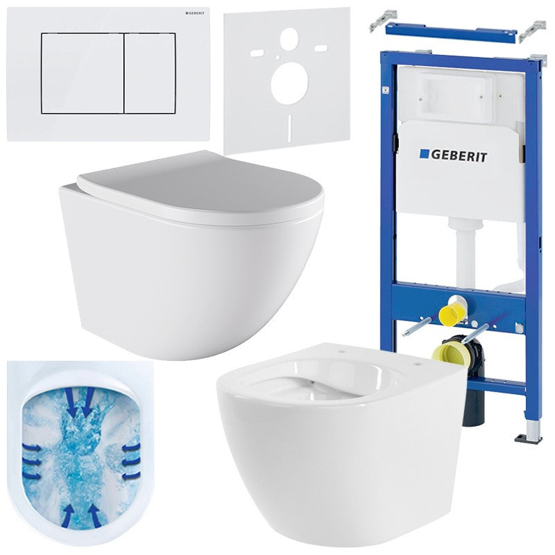 BPS-koupelny Podomítkový modul Geberit DuoFix s WC mísou PO-WH-02 + ovládací tlačítko Delta 30 bílá