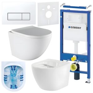 BPS-koupelny Podomítkový modul Geberit DuoFix s WC mísou PO-WH-02 + ovládací tlačítko Delta 50 bílá