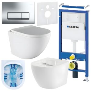 BPS-koupelny Podomítkový modul Geberit DuoFix s WC mísou PO-WH-02 + ovládací tlačítko Delta 50 chrom