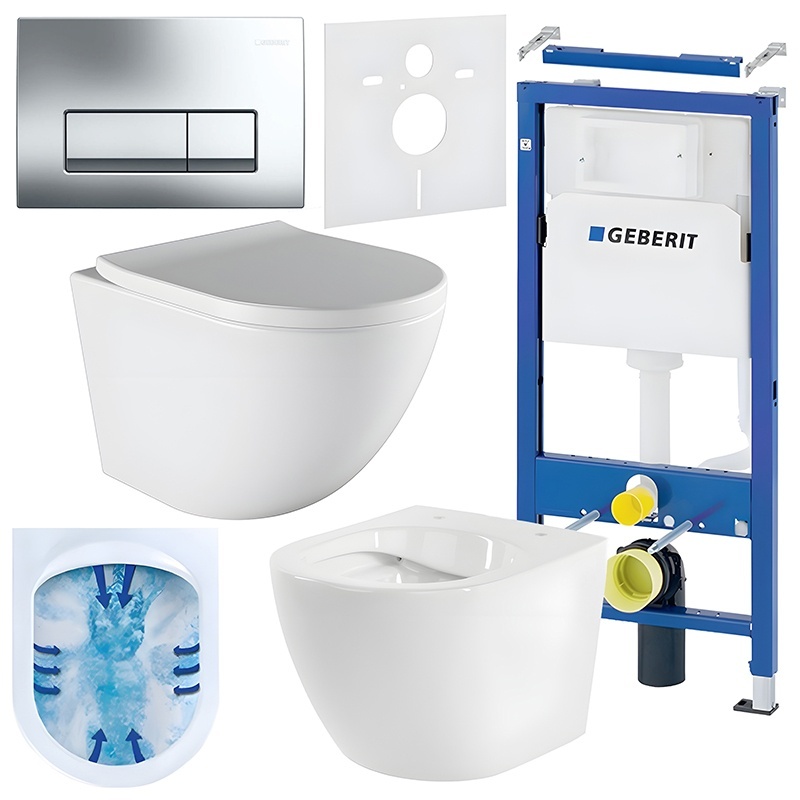 BPS-koupelny Podomítkový modul Geberit DuoFix s WC mísou PO-WH-02 + ovládací tlačítko Delta 50 chrom