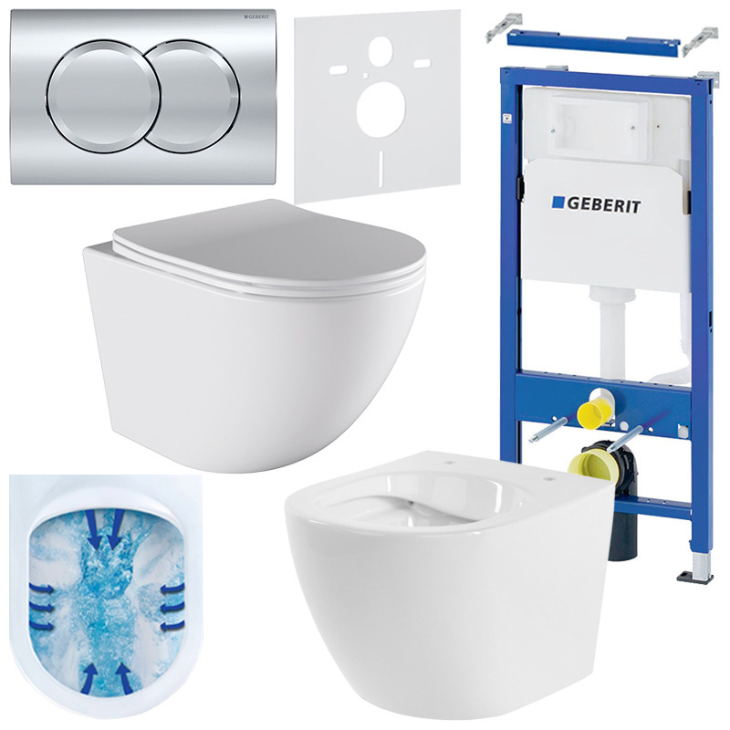BPS-koupelny Podomítkový modul Geberit DuoFix s WC mísou PO-WH-03 + ovládací tlačítko Delta 01 chrom