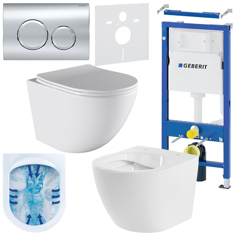 BPS-koupelny Podomítkový modul Geberit DuoFix s WC mísou PO-WH-03 + ovládací tlačítko Delta 20 chrom