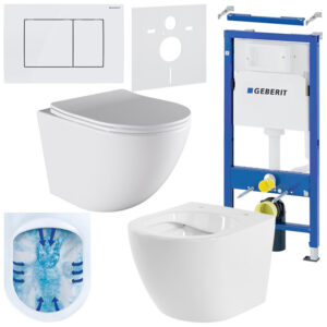 BPS-koupelny Podomítkový modul Geberit DuoFix s WC mísou PO-WH-03 + ovládací tlačítko Delta 30 bílá
