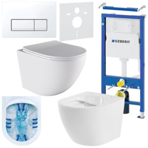 BPS-koupelny Podomítkový modul Geberit DuoFix s WC mísou PO-WH-03 + ovládací tlačítko Delta 50 bílá
