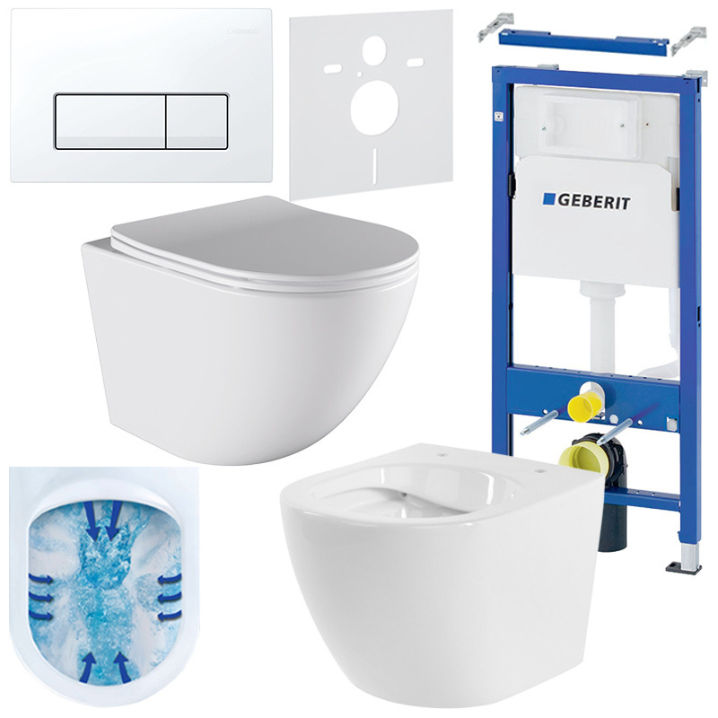 BPS-koupelny Podomítkový modul Geberit DuoFix s WC mísou PO-WH-03 + ovládací tlačítko Delta 50 bílá