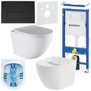 BPS-koupelny Podomítkový modul Geberit DuoFix s WC mísou PO-WH-03 + ovládací tlačítko Delta 50 černá mat