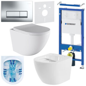 BPS-koupelny Podomítkový modul Geberit DuoFix s WC mísou PO-WH-03 + ovládací tlačítko Delta 50 chrom
