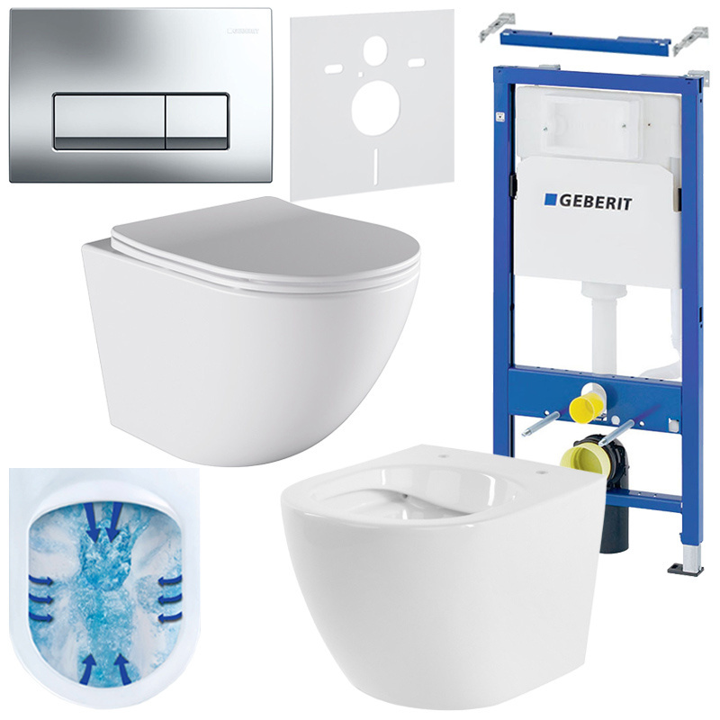 BPS-koupelny Podomítkový modul Geberit DuoFix s WC mísou PO-WH-03 + ovládací tlačítko Delta 50 chrom